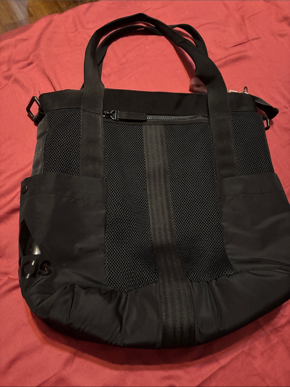 adidas Black Mesh Panel Messenger Tote